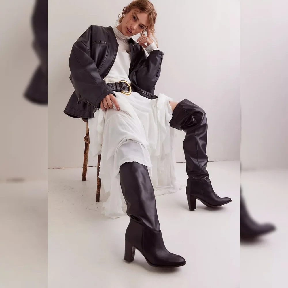 Free‎ People Georgie Over-the-knee Boots in Black Leather